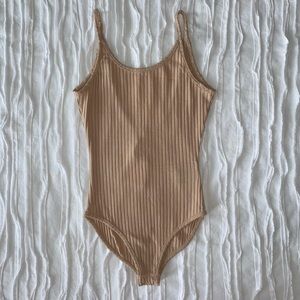 Tan ribbed bodysuit